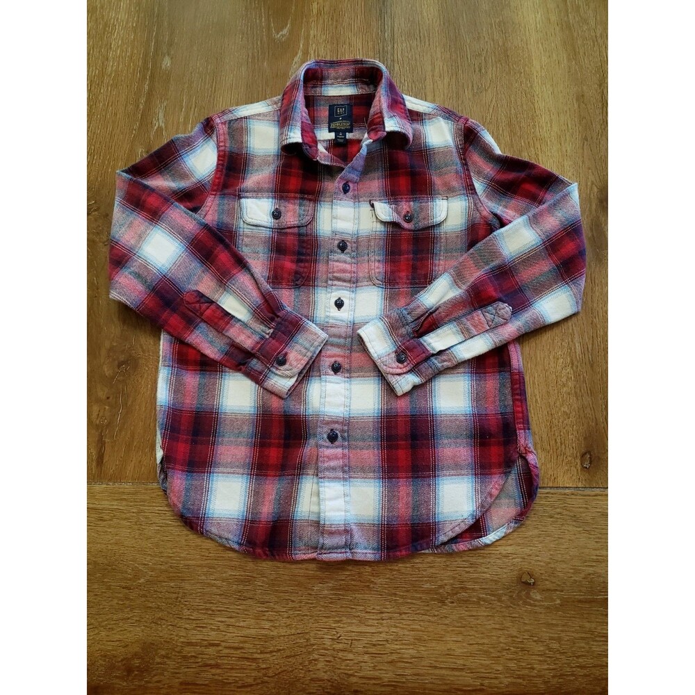 Gap Kids X Pendleton Button Up Shirt Boy's Size M 8 Red White Plaid Flannel